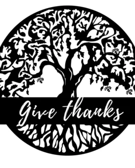 Give Thanks Metal Wall Art | Give Thanks Metal Sign | Tree of Life Metal Sign | Indoor Outdoor Metal Sign | Housewarming Gift | Wall Decor